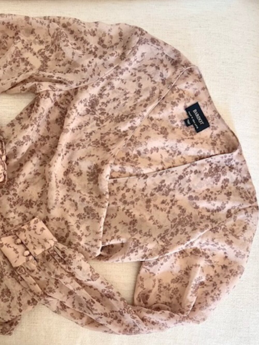 Bardot V-Neck Floral Pink Wrap Blouse, Size 6